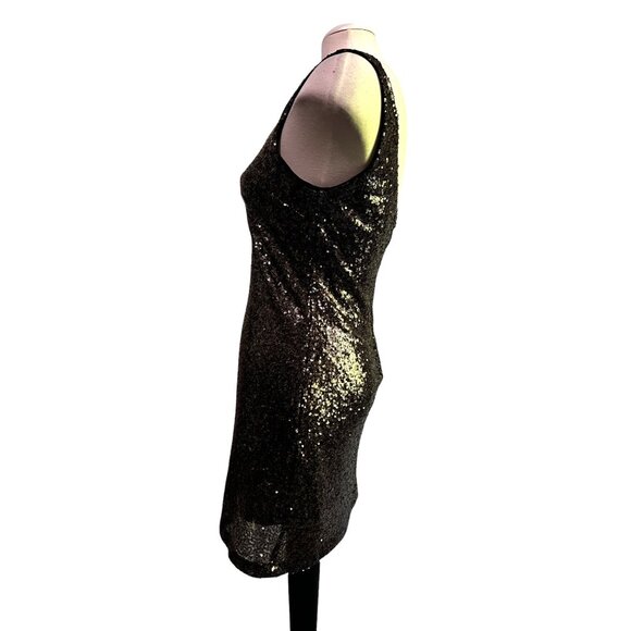 Anna Grace Bronze Sequined Dress Sz Small Womens Sleeveless Mini - Picture 7 of 12